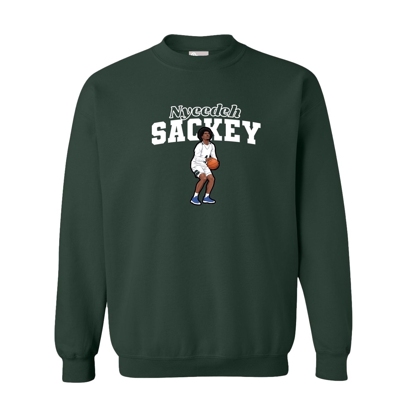 Fleece Crew — Name Arch in Green