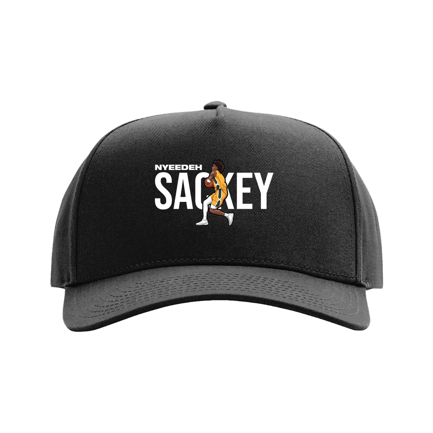 Full Fabric Five-Panel Champ Cap — Player Name in Black