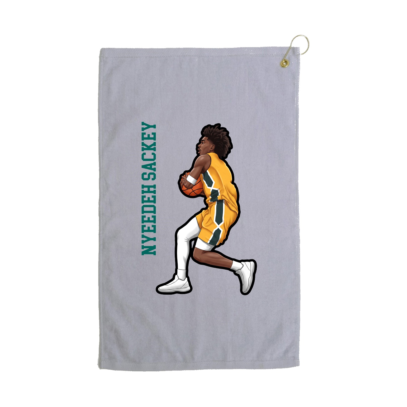 Golf Towel — Name Vertical in Grey