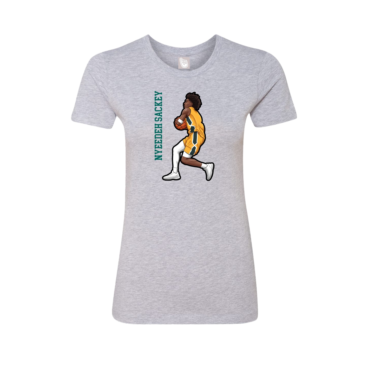 Fitted Women's Tee — Name Vertical in Grey