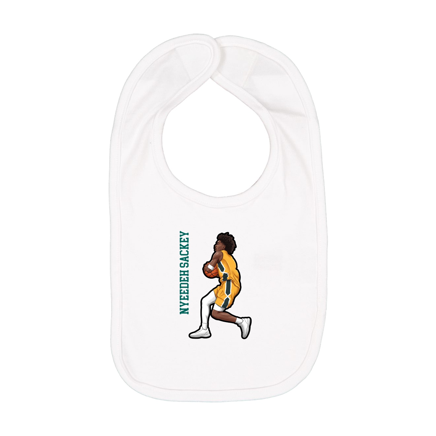Infant Bib — Name Vertical in White