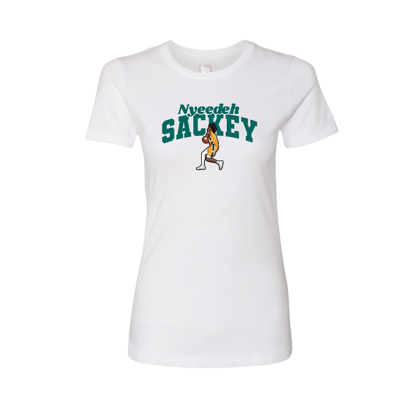 Fitted Women's Tee — Signature Arch in White