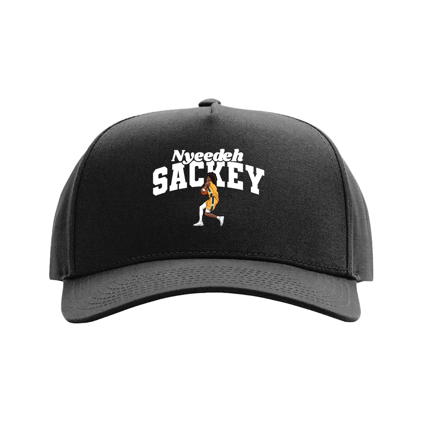Full Fabric Five-Panel Champ Cap — Signature Arch in Black