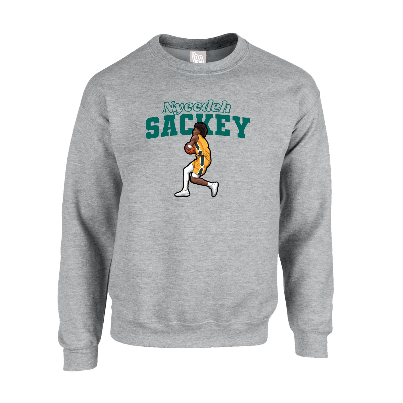 Fleece Crew — Name Arch in Grey