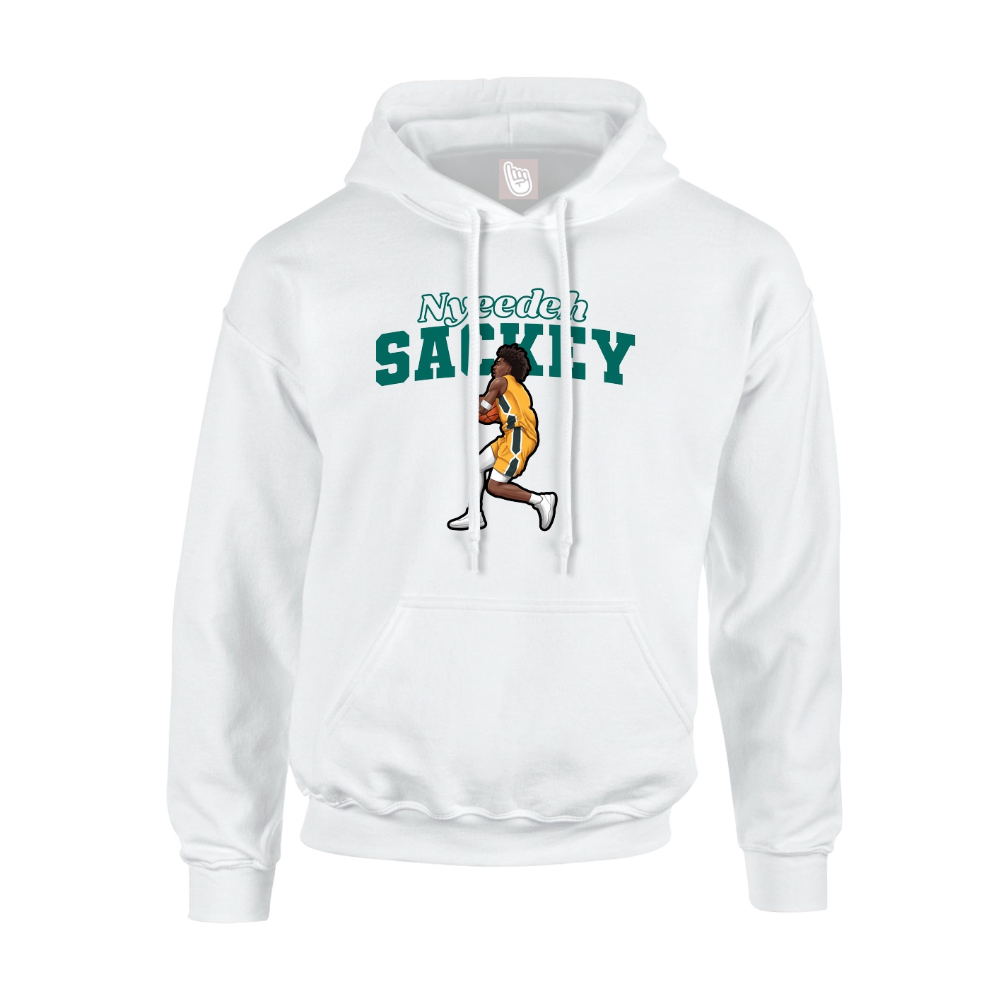 Youth Hoodie — Name Arch in White