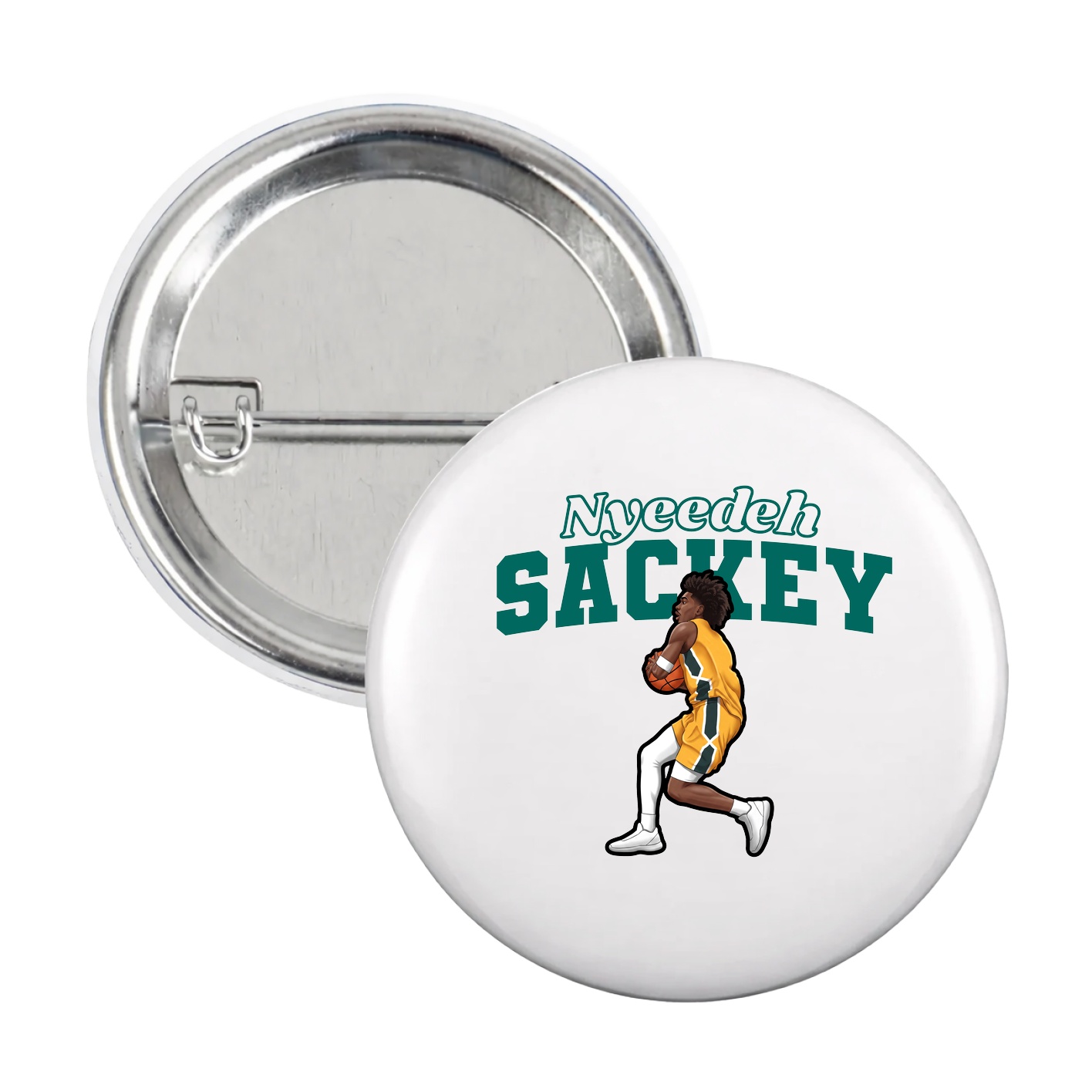 Game Day Button — Name Arch in White