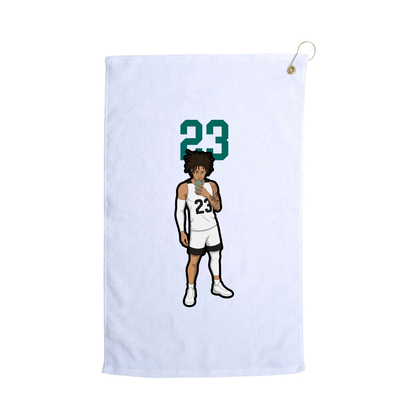 Golf Towel — Number Top in White