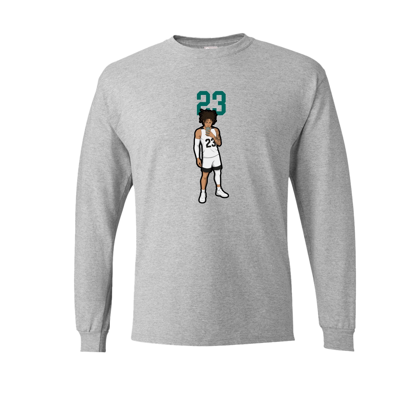 Long Sleeve Tee — Number Top in Grey