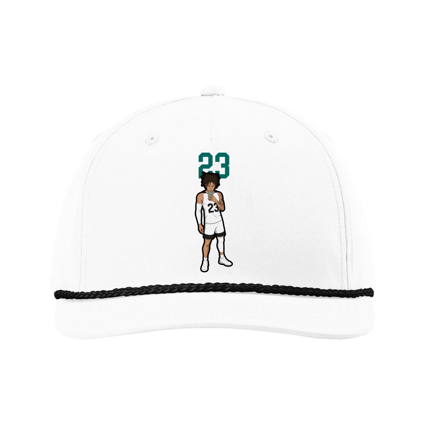 Five-Panel Classic Rope Cap — Number Top in White