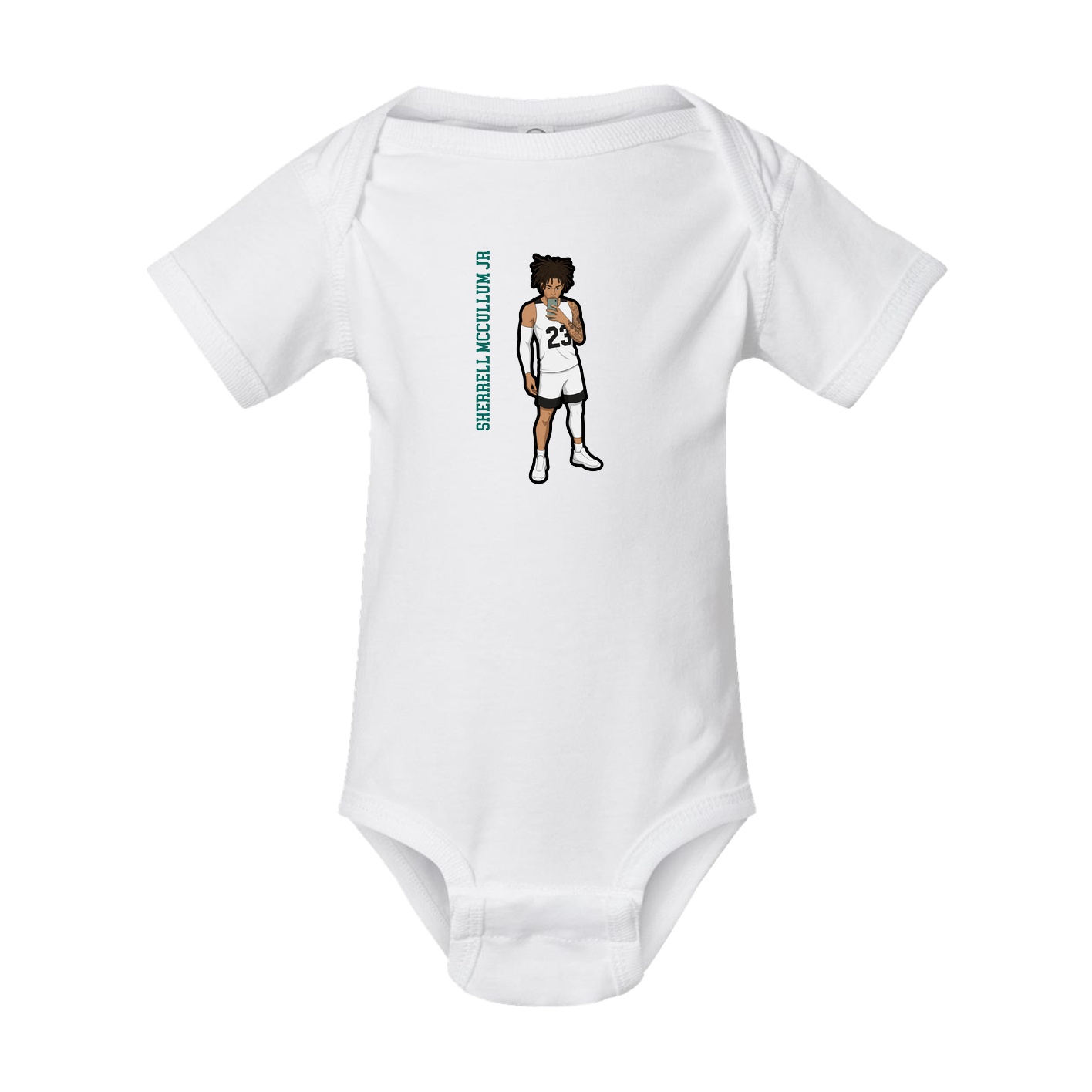Baby Onesie — Name Vertical in White