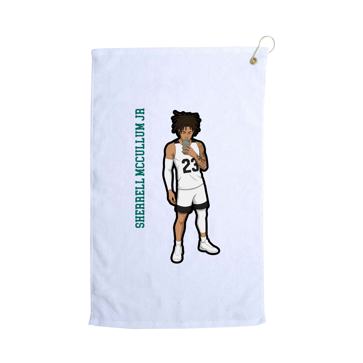 Golf Towel — Name Vertical in White