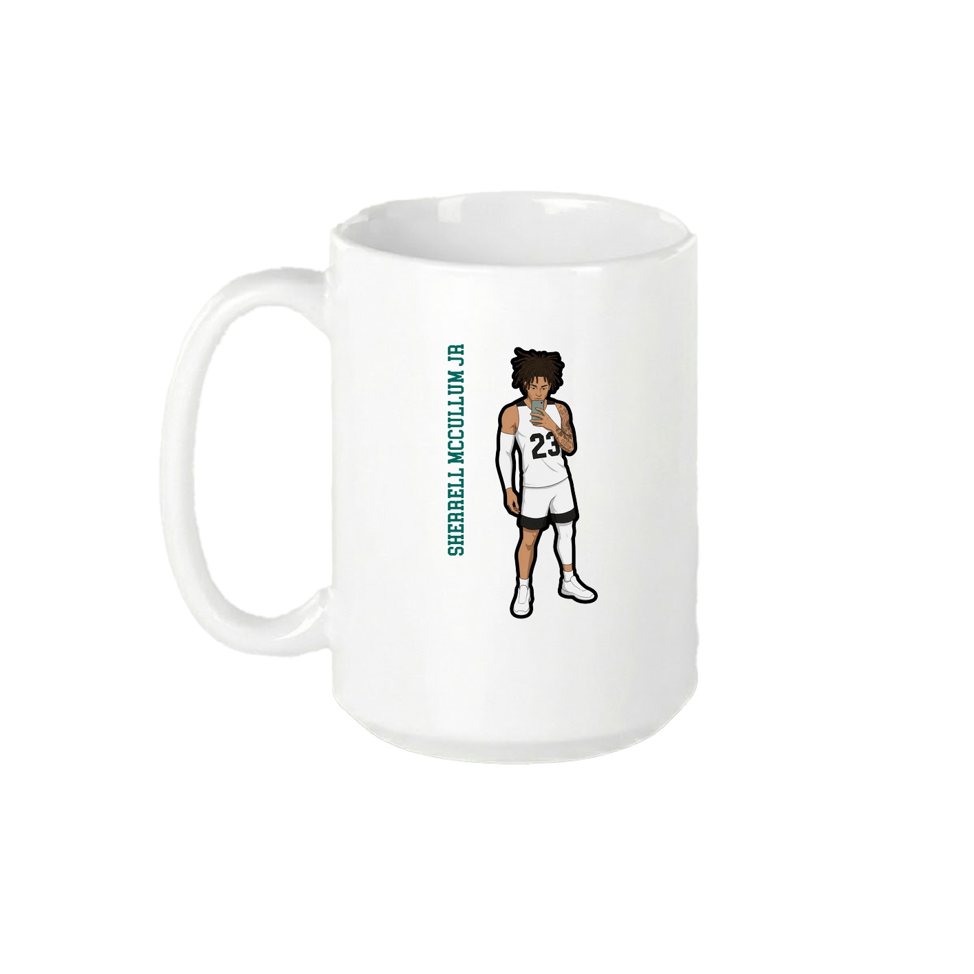15oz Coffee Mug — Name Vertical in White