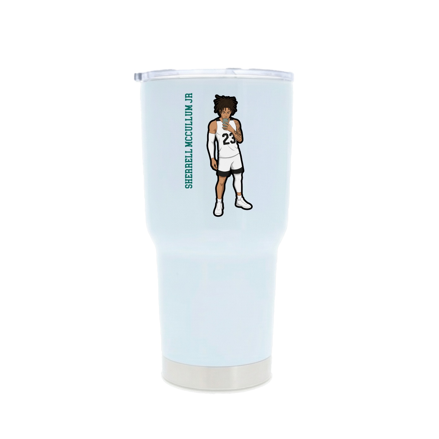 30oz Stainless Steel Tumbler — Name Vertical in White