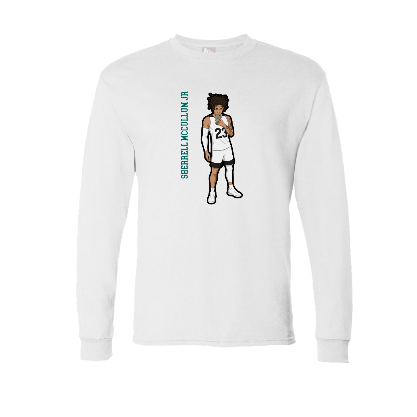 Long Sleeve Tee — Name Vertical in White