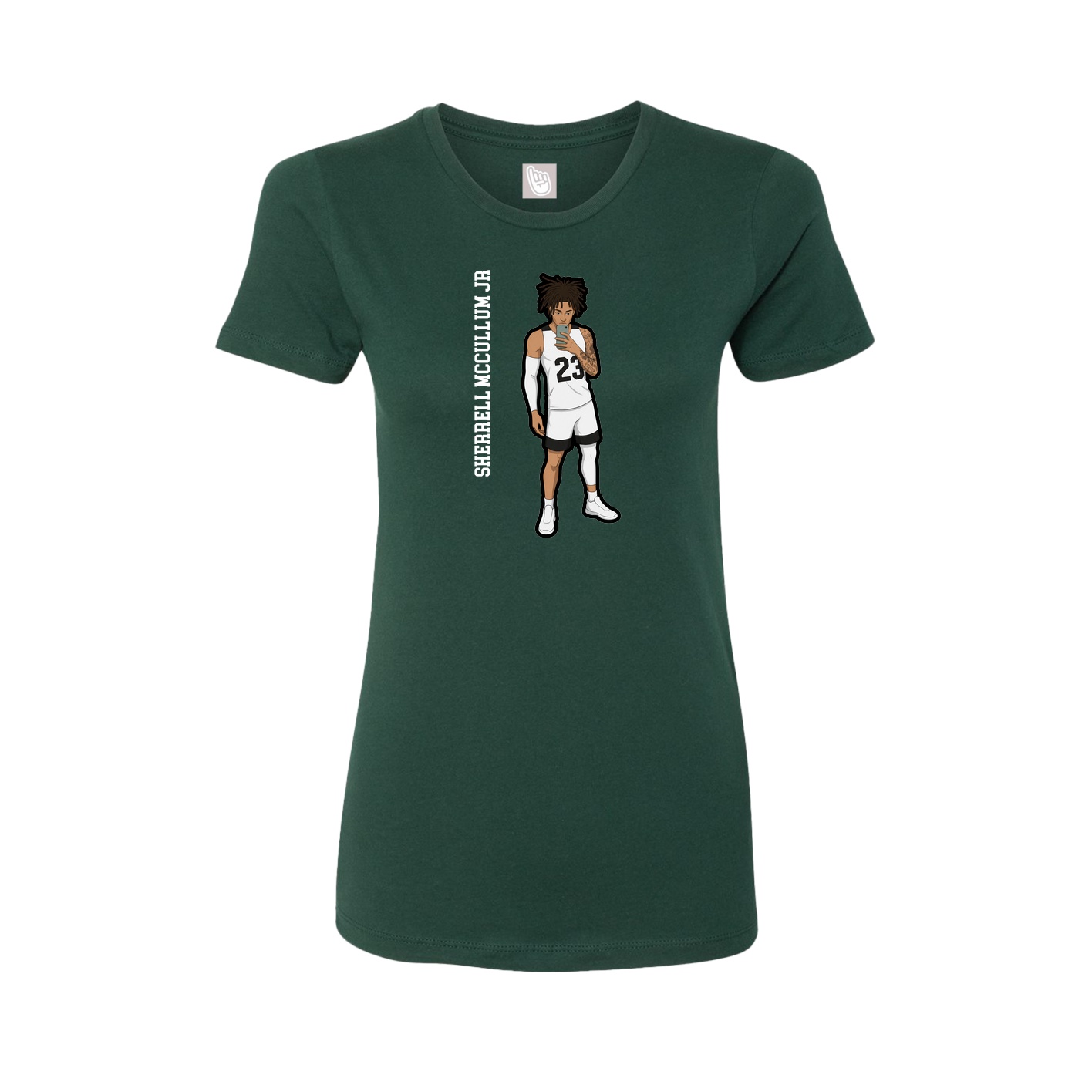 Fitted Women's Tee — Name Vertical in Green