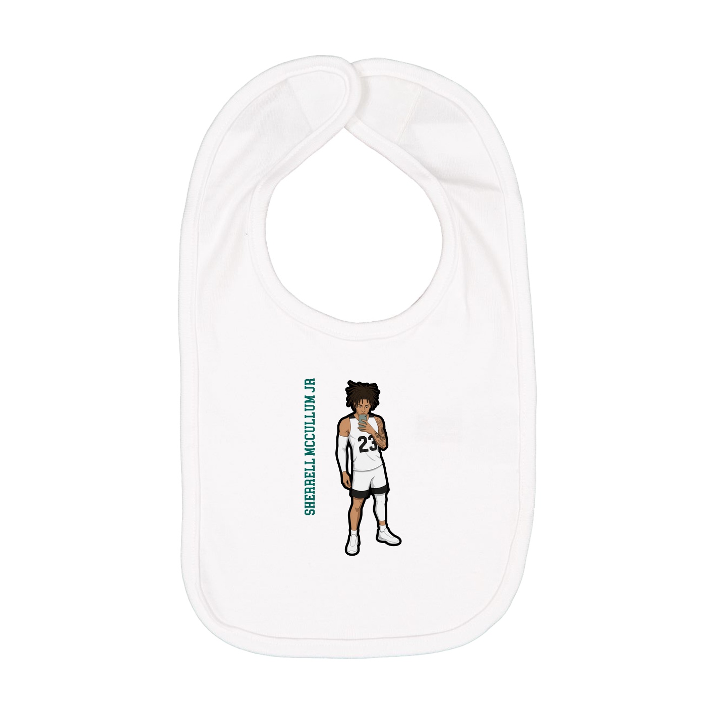 Infant Bib — Name Vertical in White