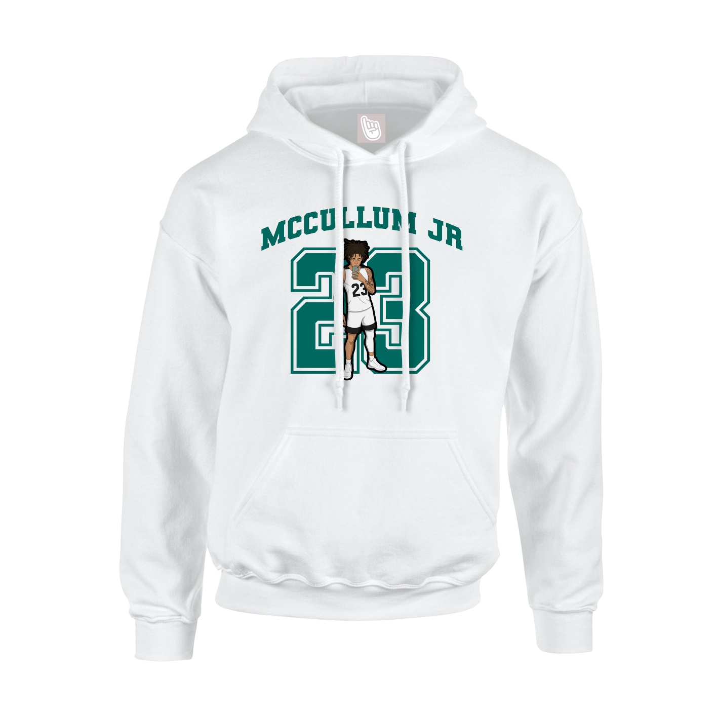 Youth Hoodie — Number in White