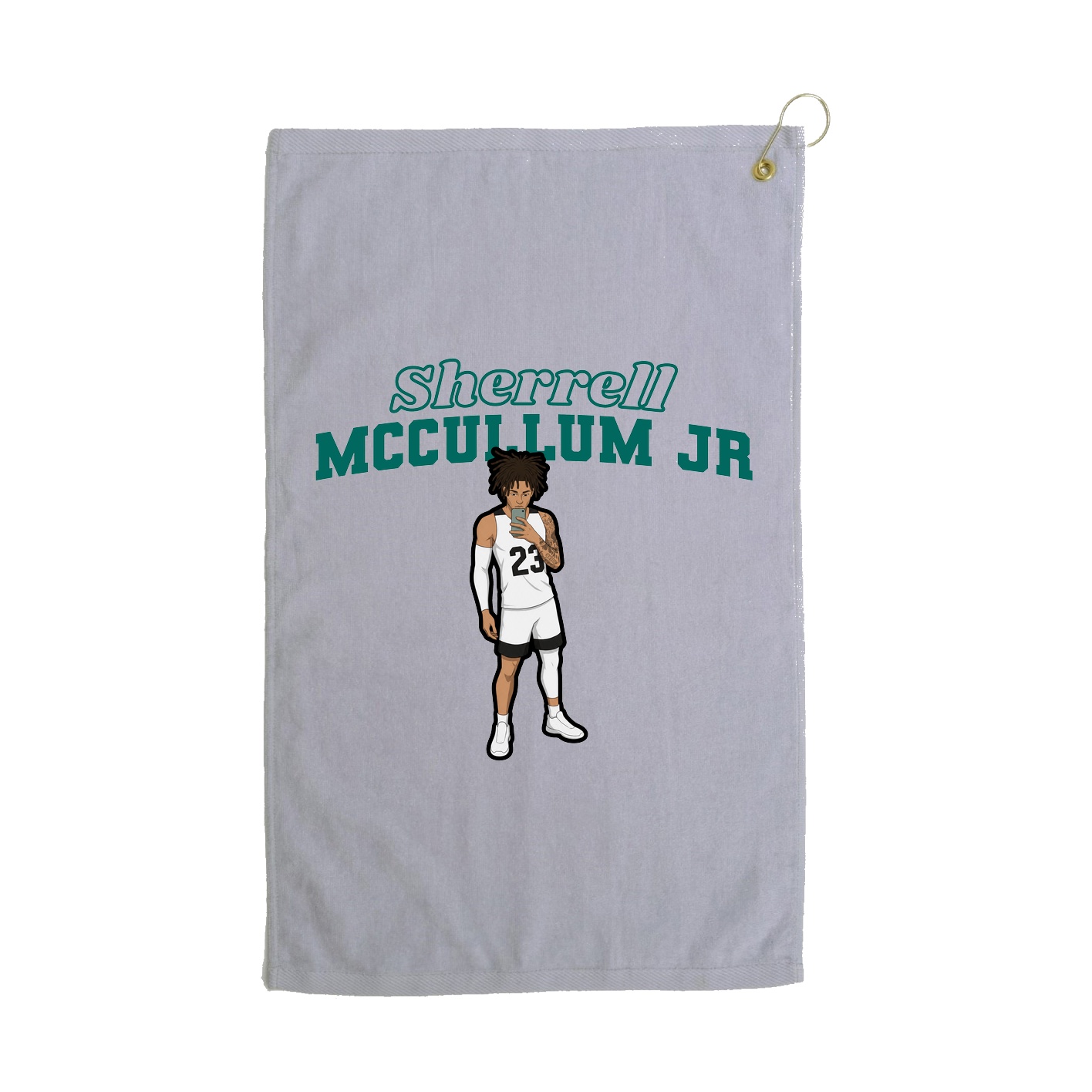 Golf Towel — Name Arch in Grey