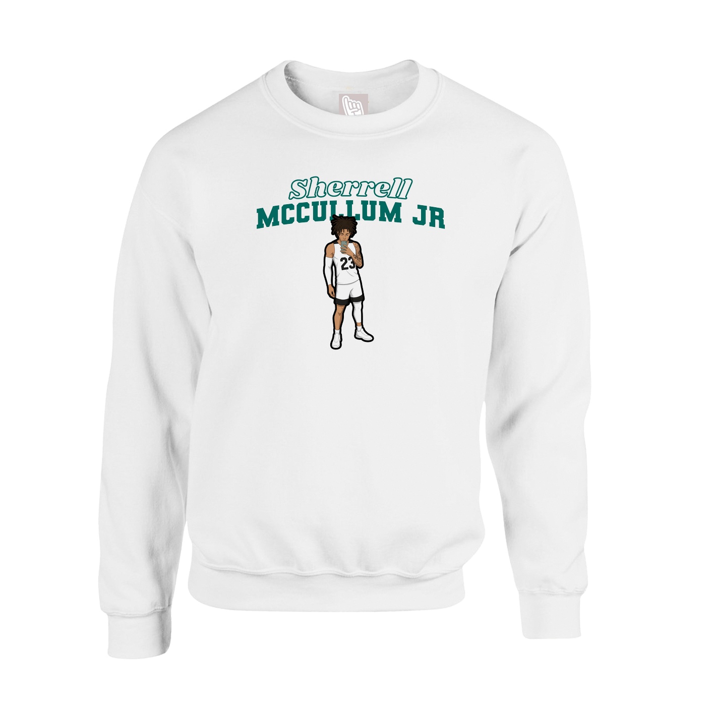 Fleece Crew — Name Arch in White