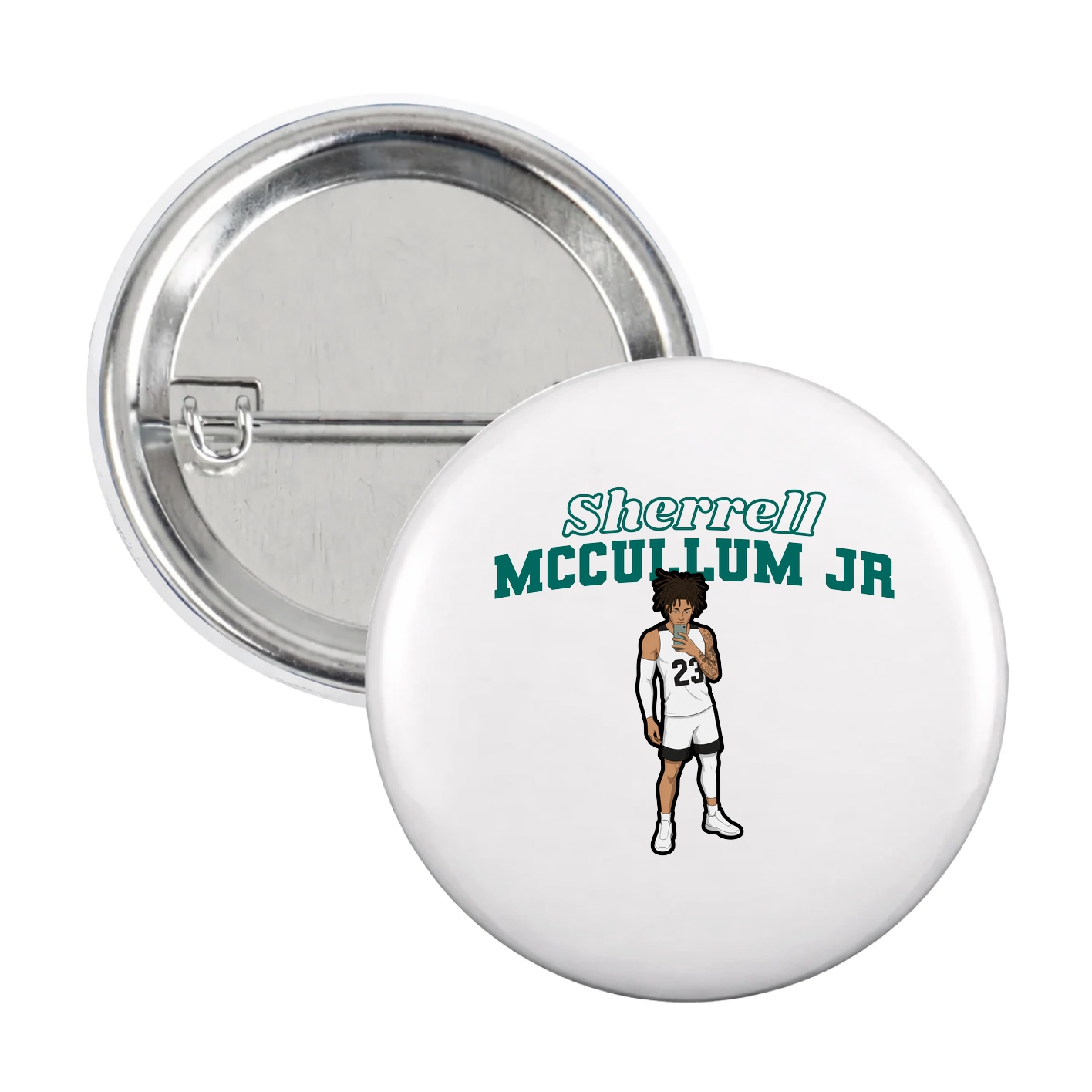 Game Day Button — Name Arch in White