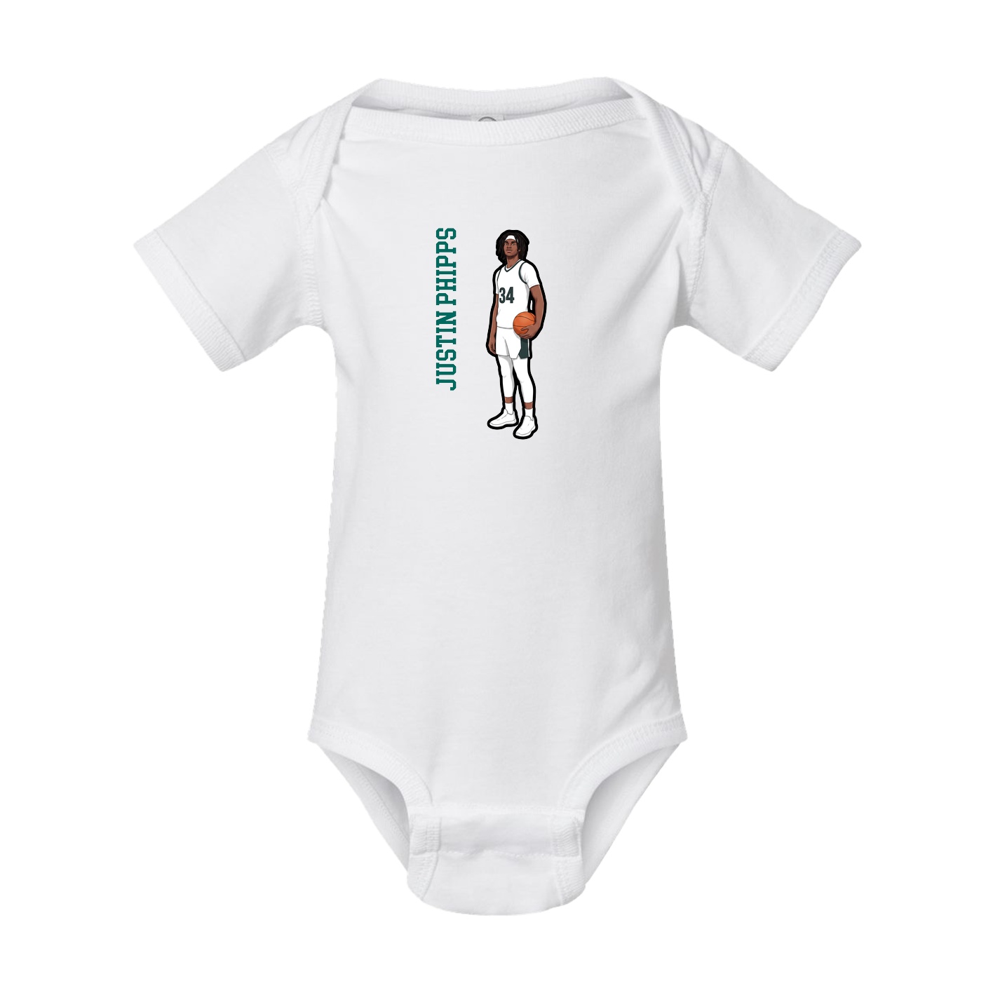 Baby Onesie — Name Vertical in White