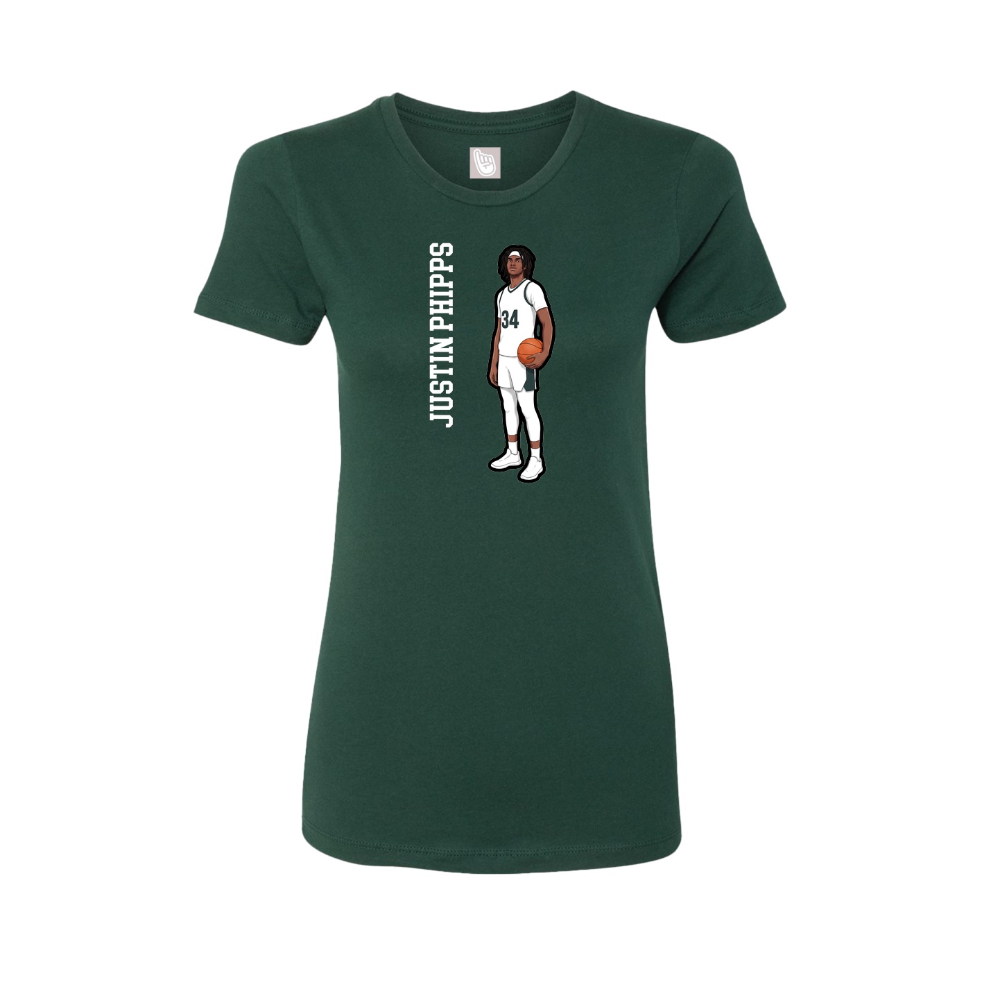 Fitted Women's Tee — Name Vertical in Green