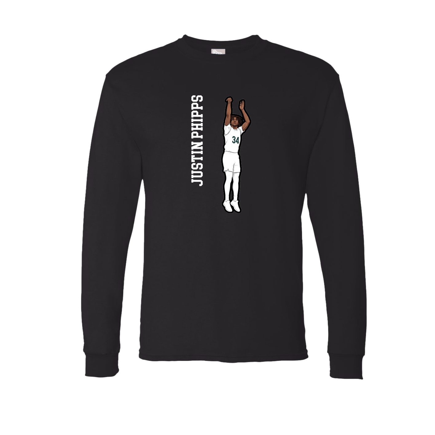 Long Sleeve Tee — Name Vertical in Black