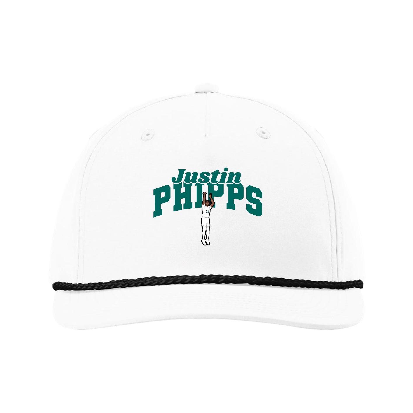 Five-Panel Classic Rope Cap — Signature Arch in White