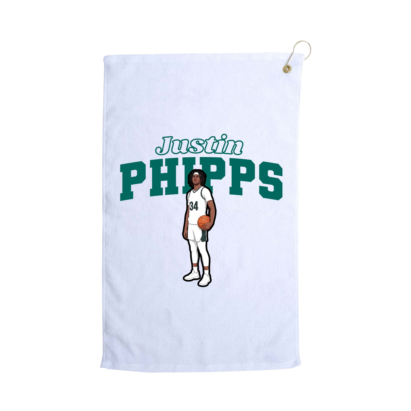 Golf Towel — Name Arch in White
