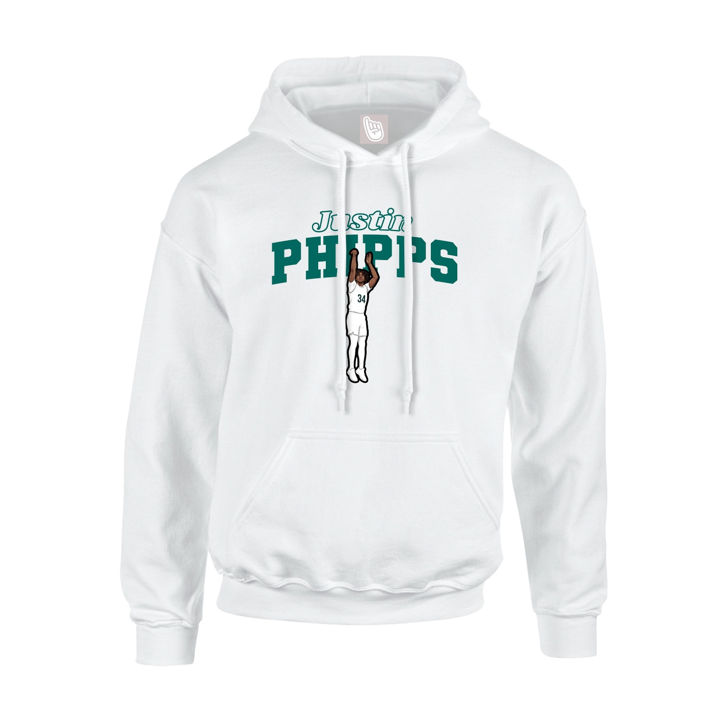 Youth Hoodie — Name Arch in White