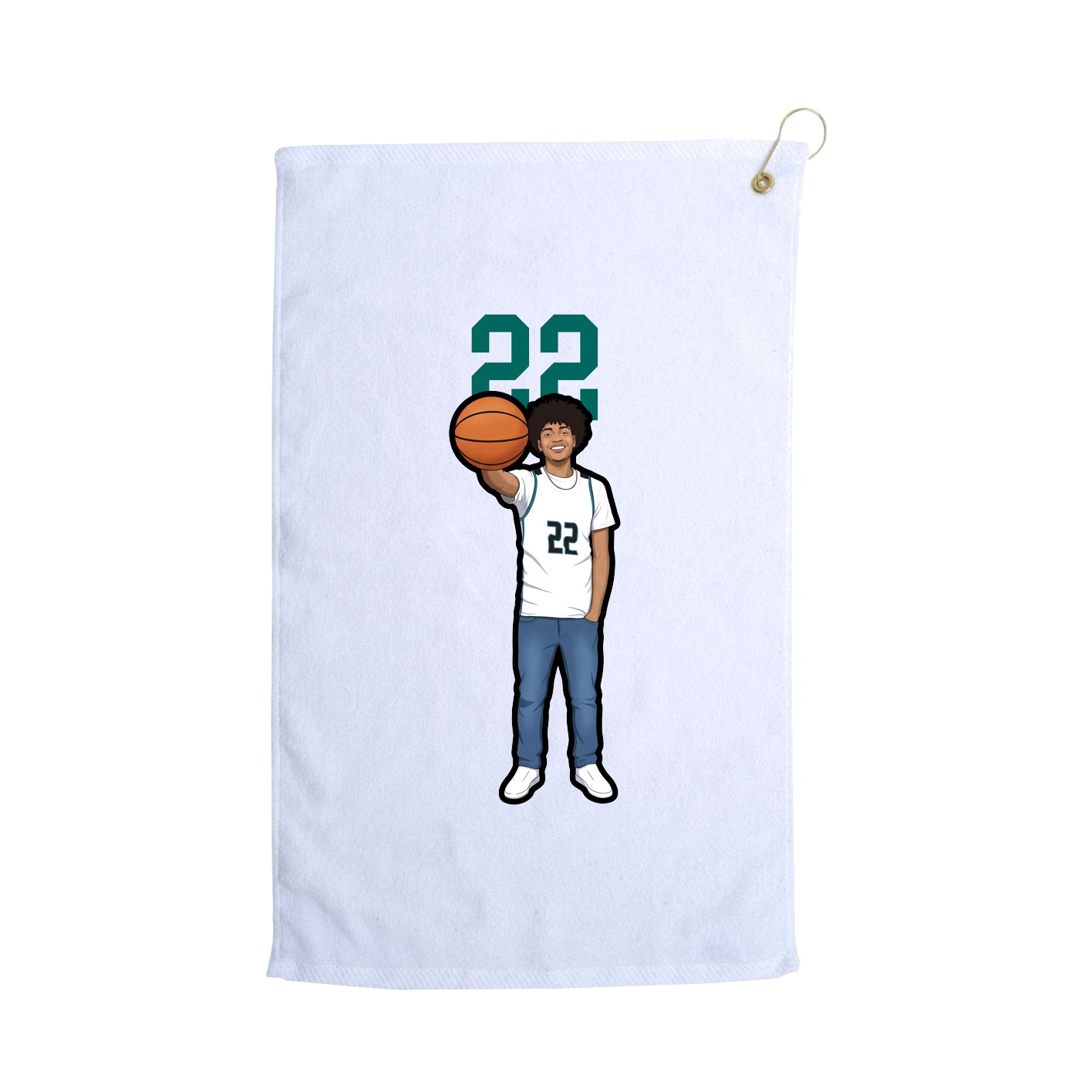Golf Towel — Number Top in White
