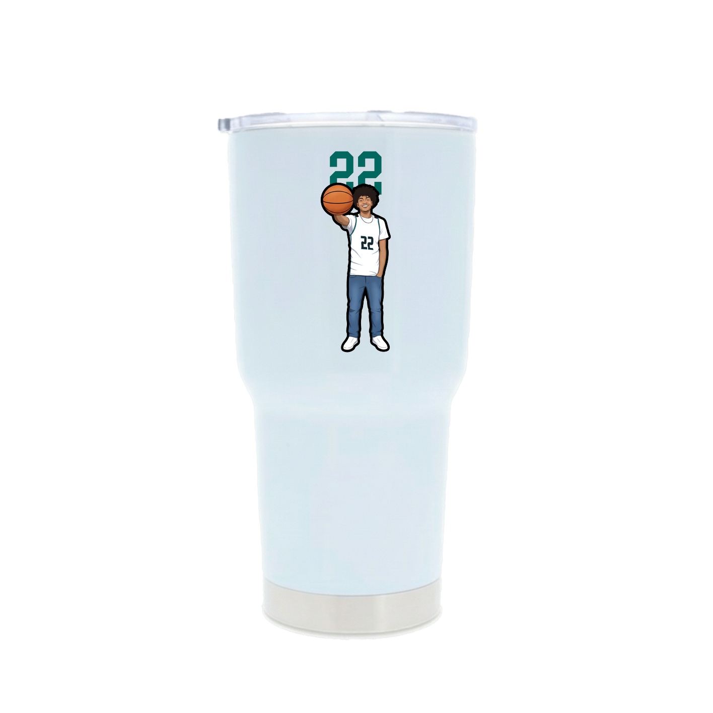 30oz Stainless Steel Tumbler — Number Top in White