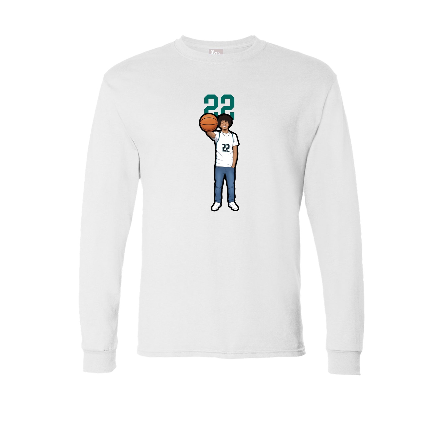Long Sleeve Tee — Number Top in White