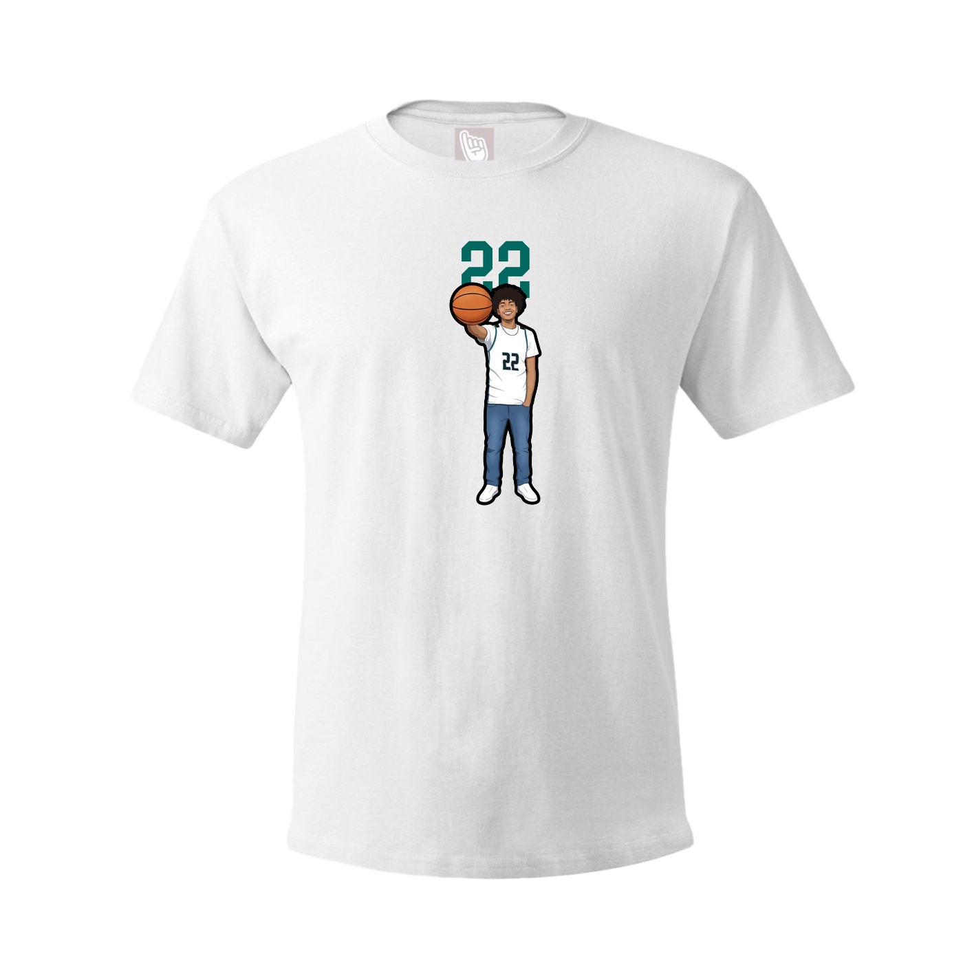 Youth Tee — Number Top in White