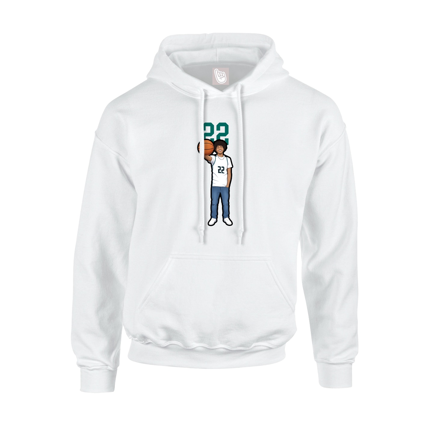 Youth Hoodie — Number Top in White