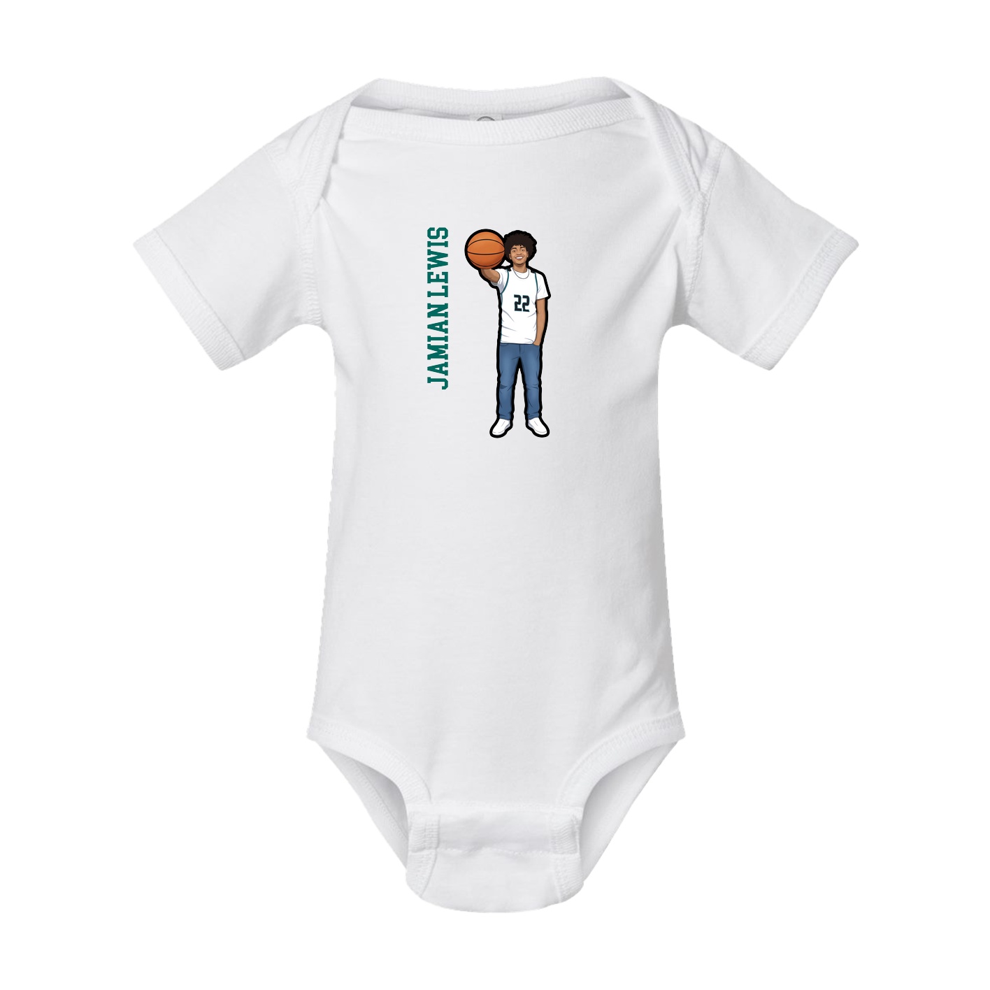Baby Onesie — Name Vertical in White