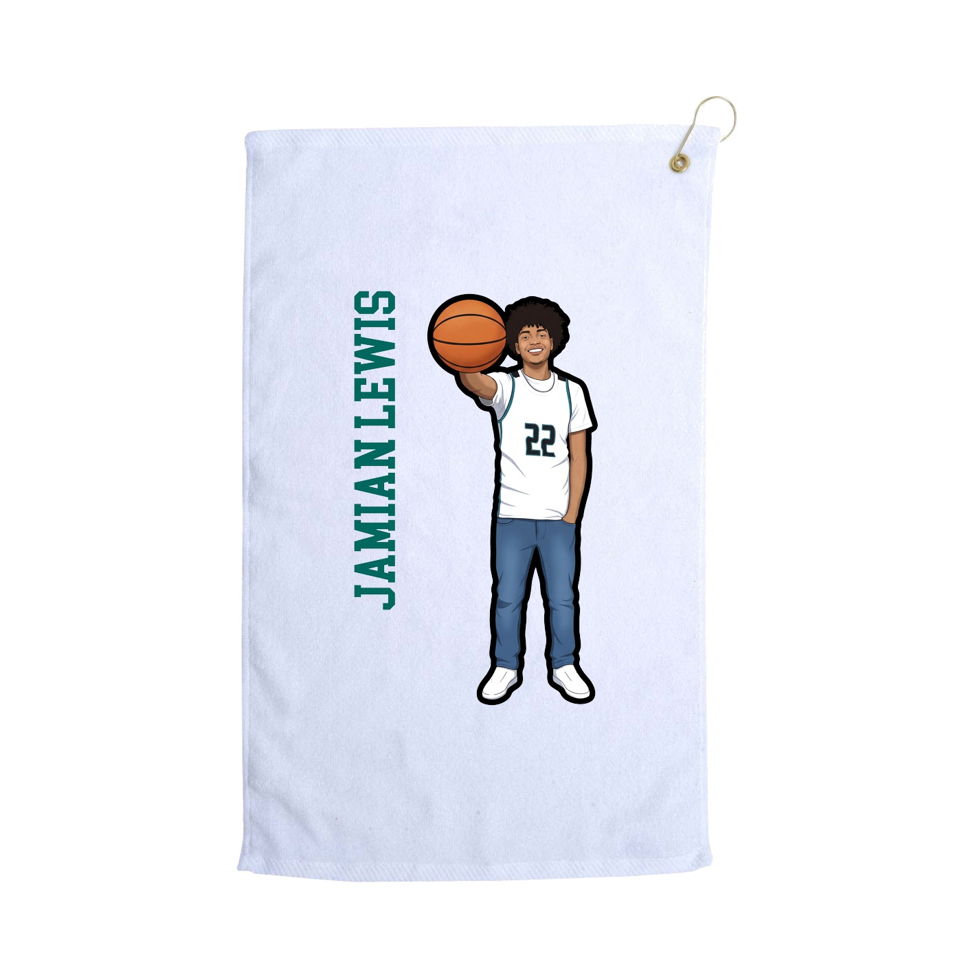 Golf Towel — Name Vertical in White