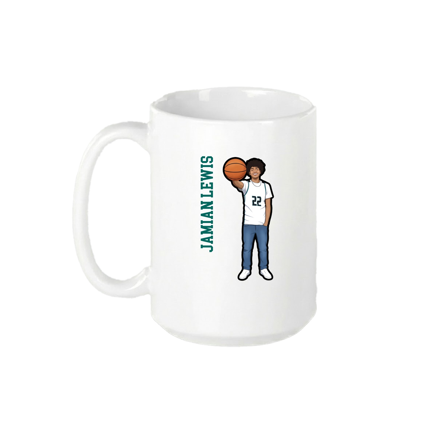 15oz Coffee Mug — Name Vertical in White