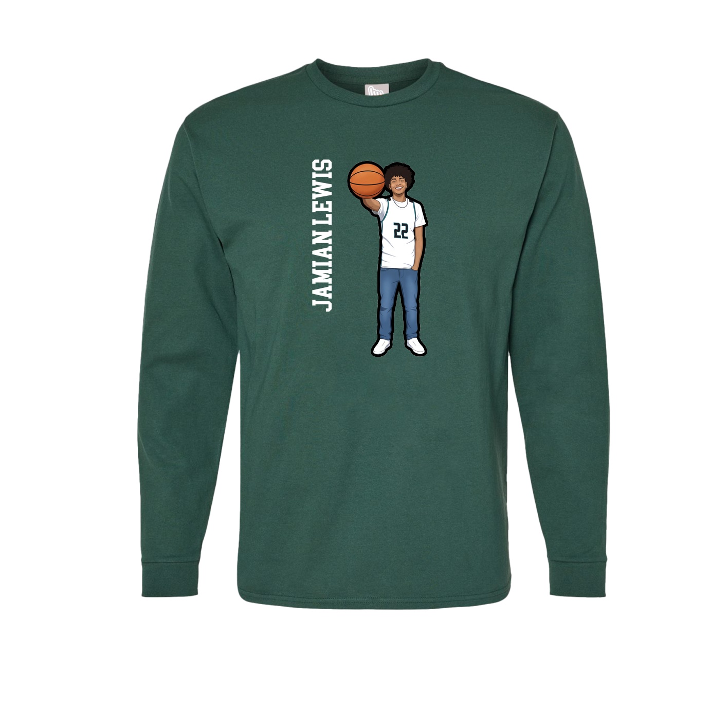 Long Sleeve Tee — Name Vertical in Green