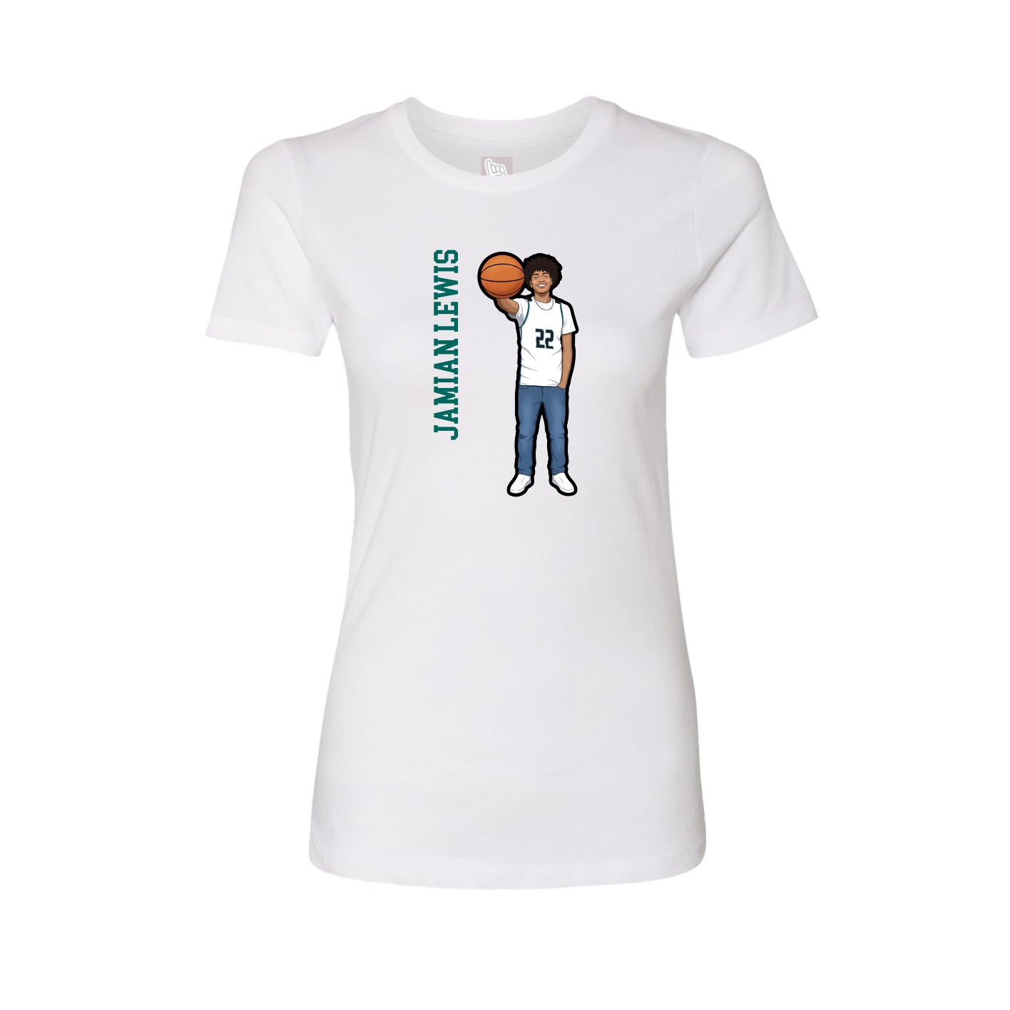 Fitted Women's Tee — Name Vertical in White