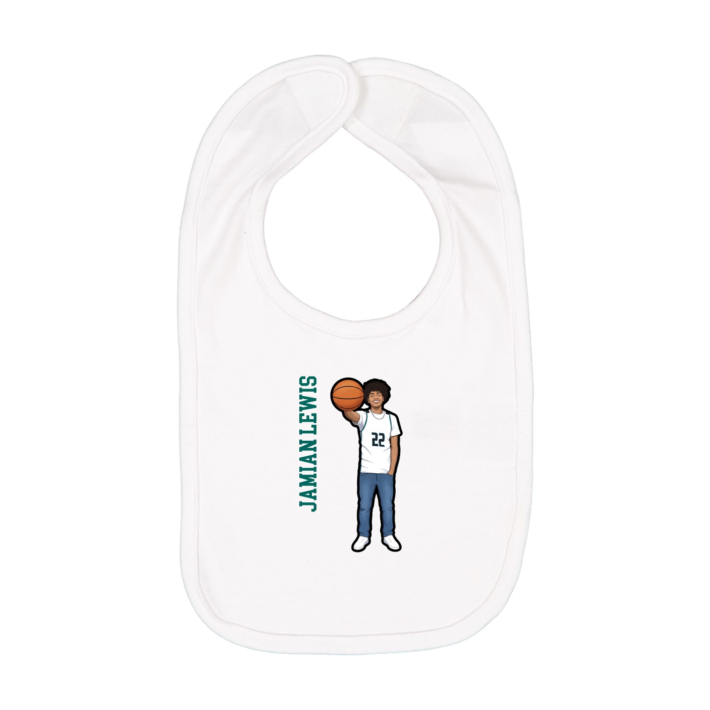 Infant Bib — Name Vertical in White