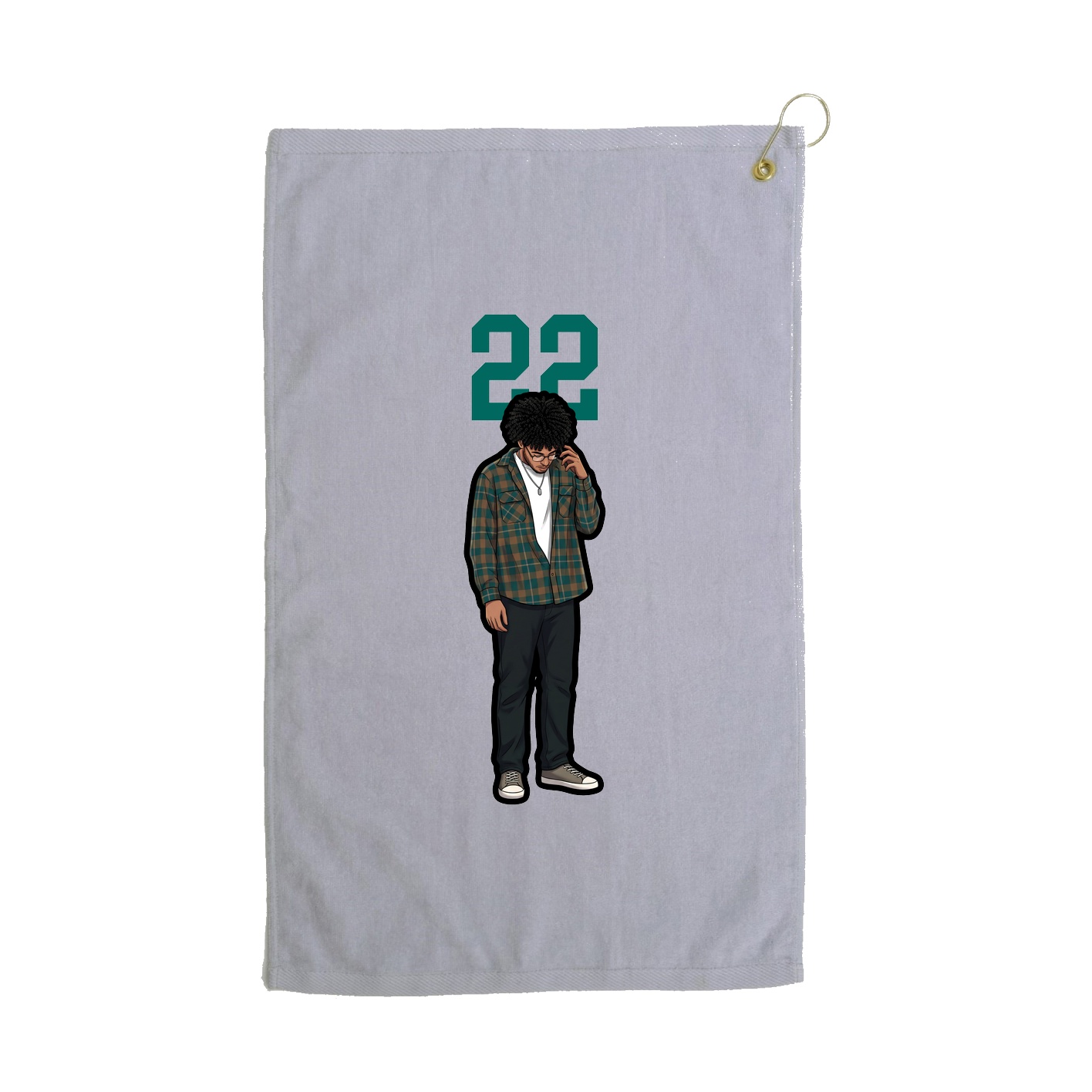 Golf Towel — Number Top in Grey