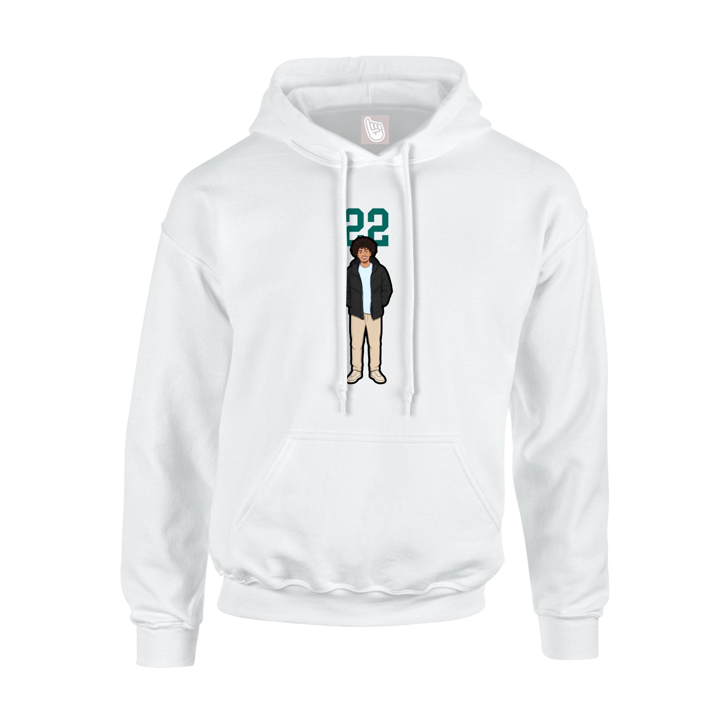 Youth Hoodie — Number Top in White