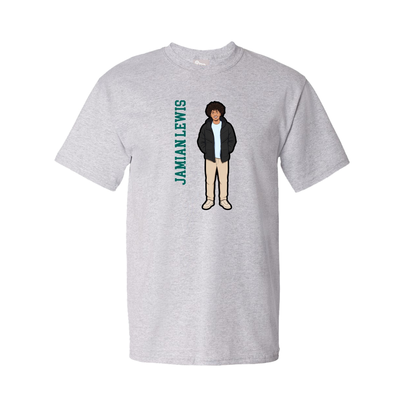 Tee — Name Vertical in Grey