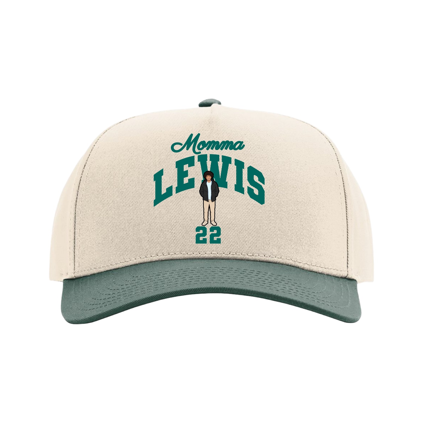 Full Fabric Five-Panel Champ Cap — Mothers Day Arch in Cream/Green