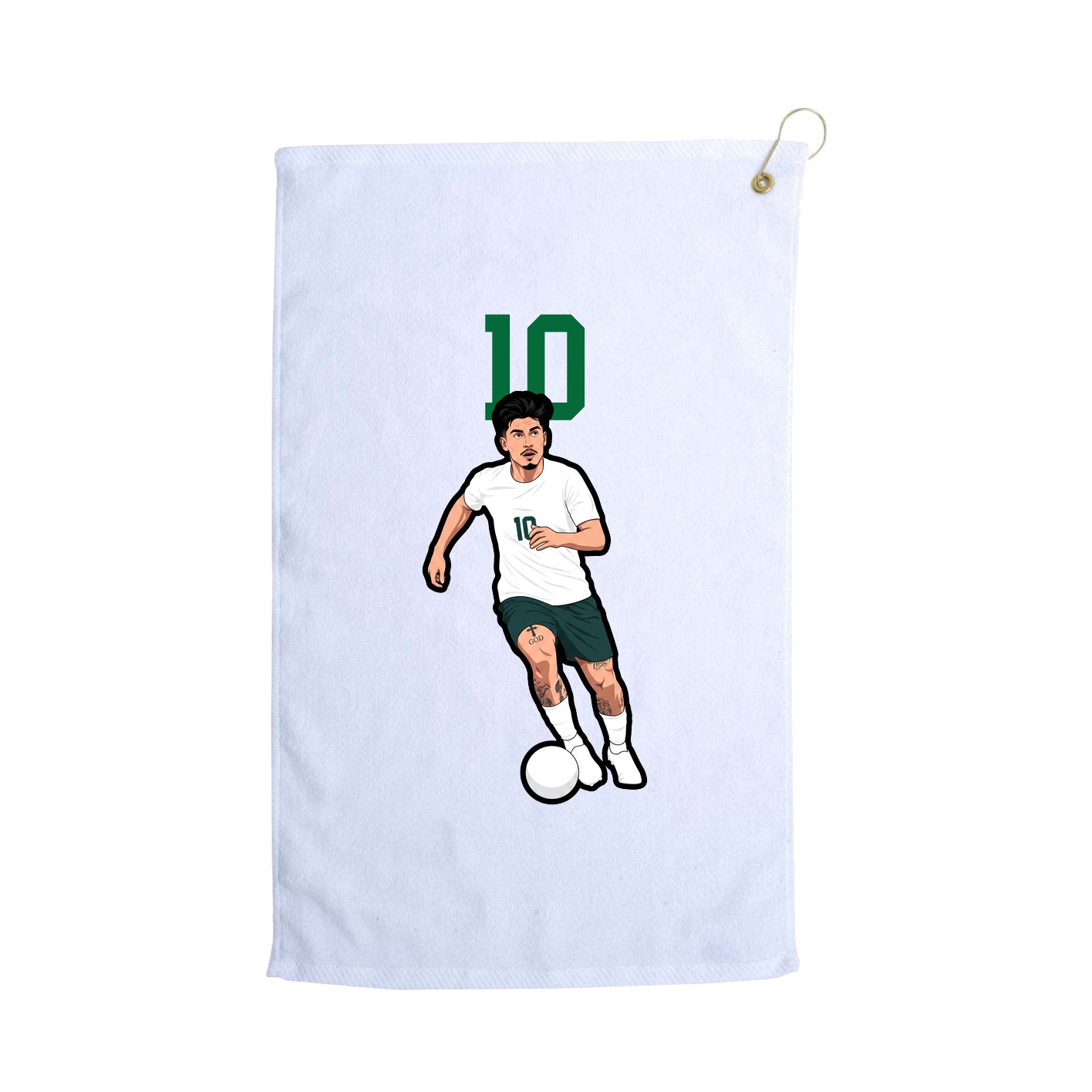 Golf Towel — Number Top in White