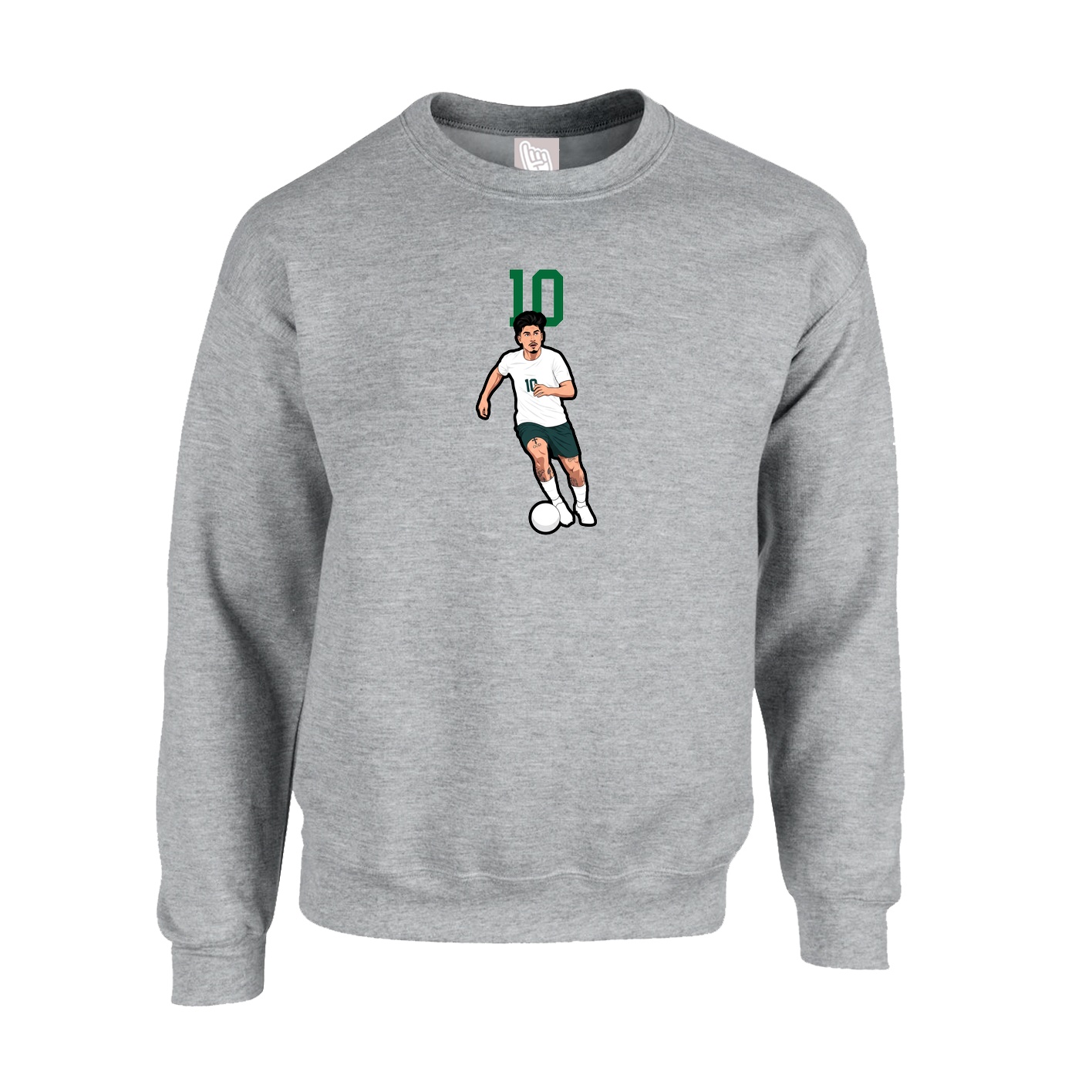 Fleece Crew — Number Top in Grey