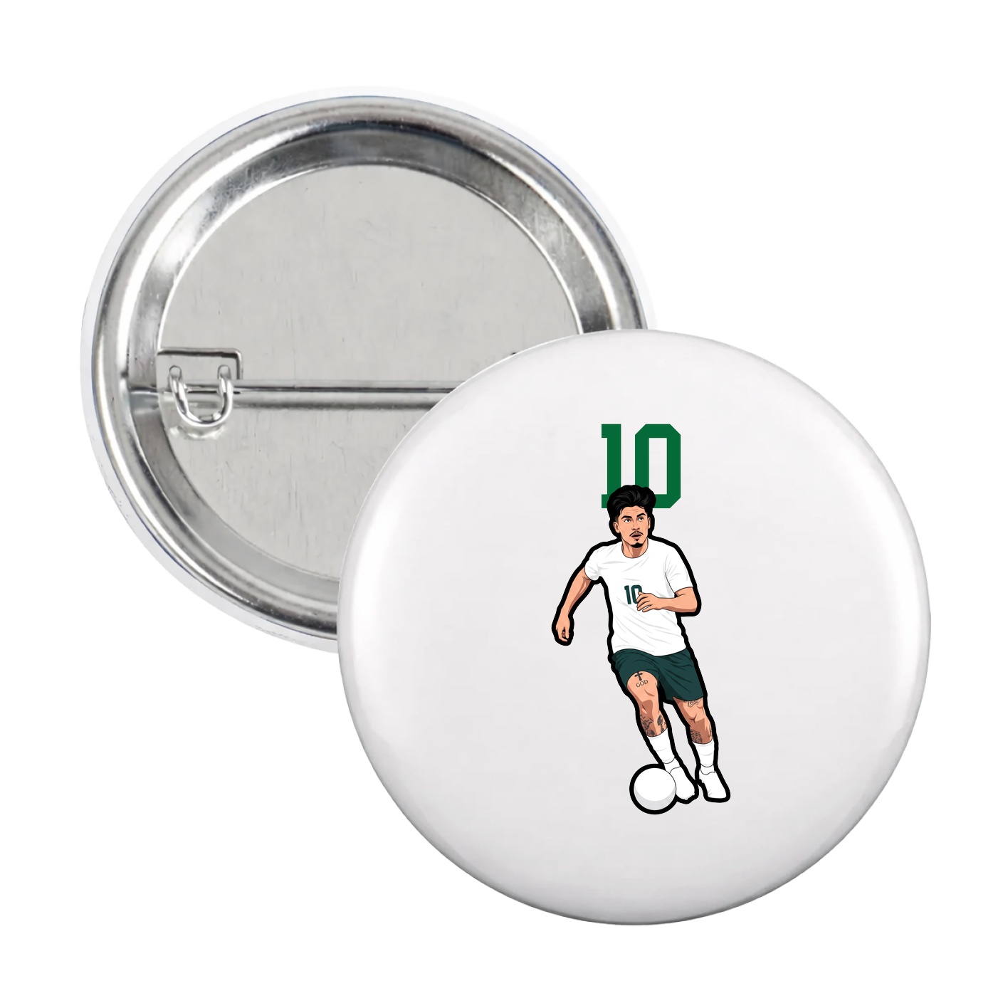Game Day Button — Number Top in White