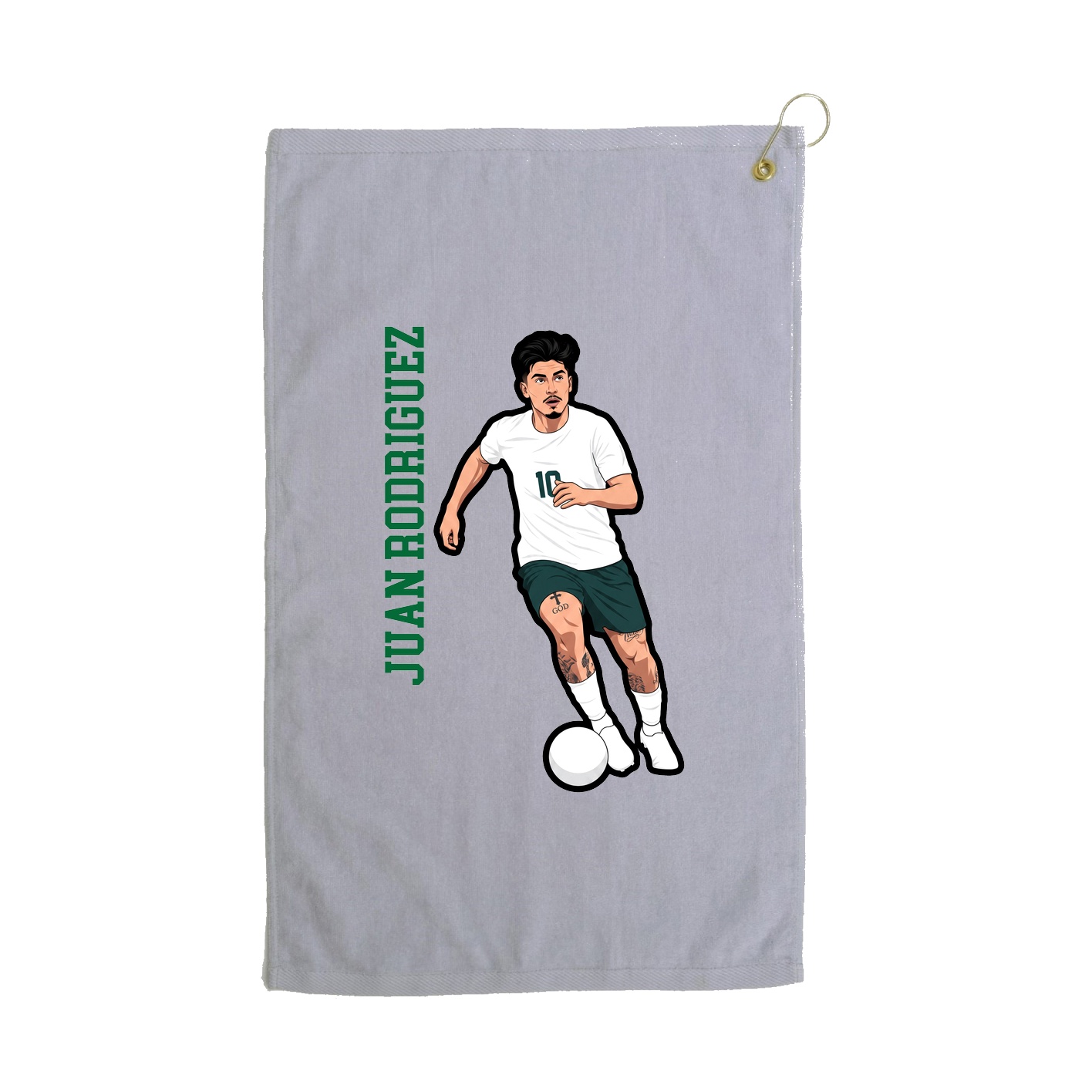 Golf Towel — Name Vertical in Grey