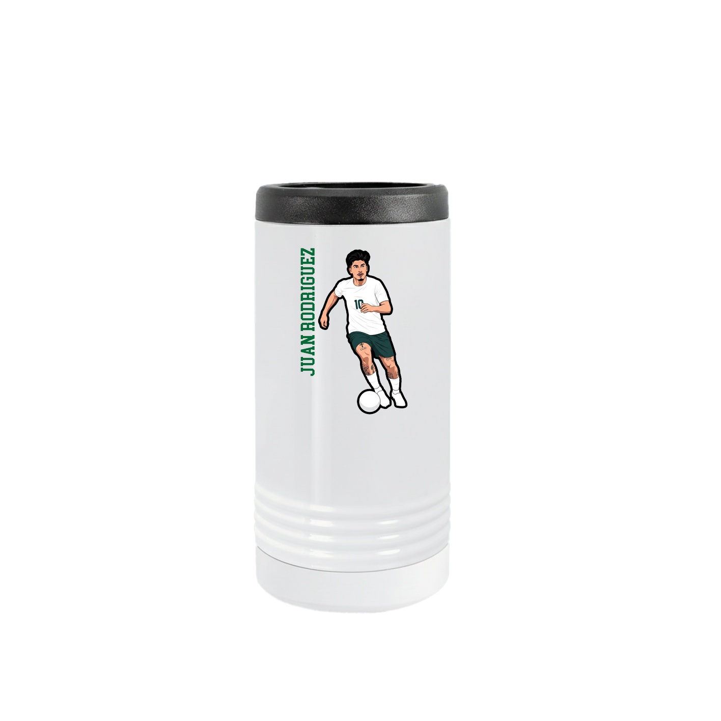 Slim Beverage Holder — Name Vertical in White